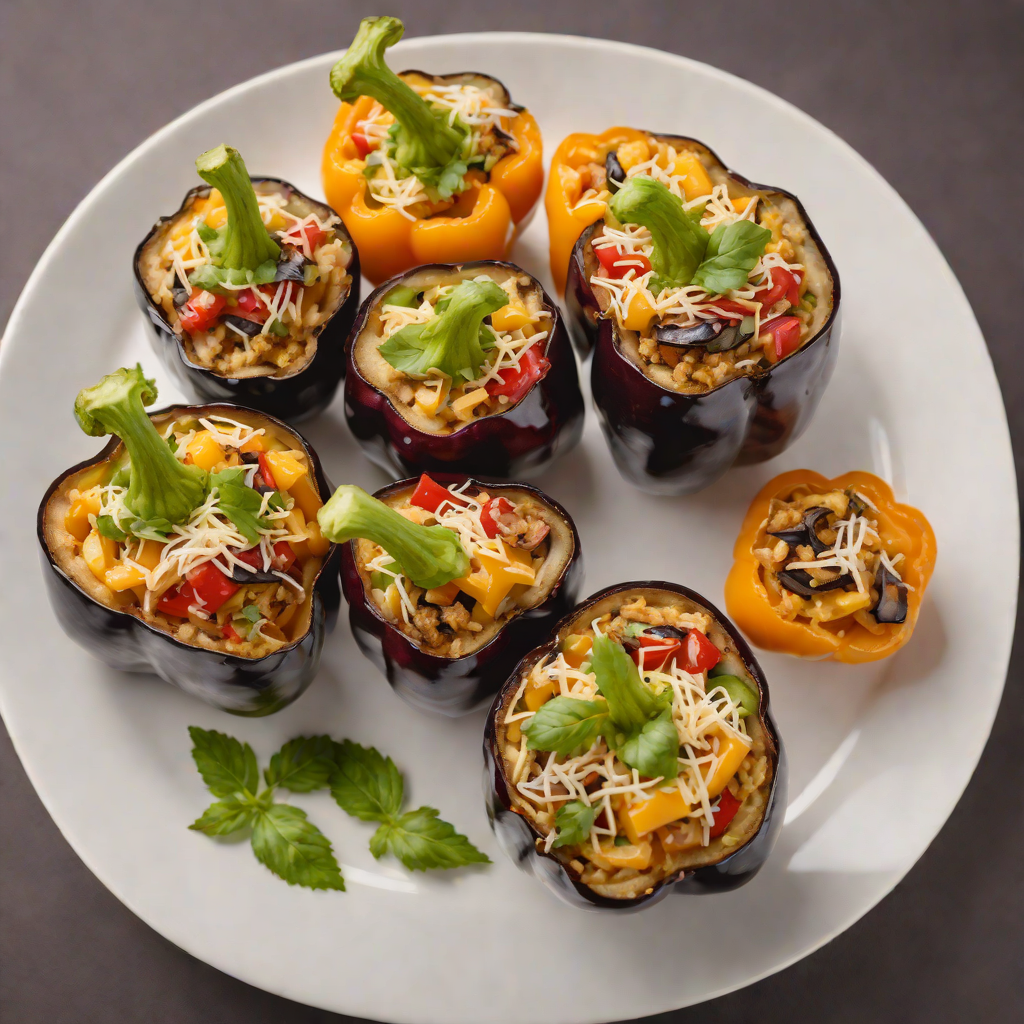 Eggplant and Cheese Stuffed Bell Peppers