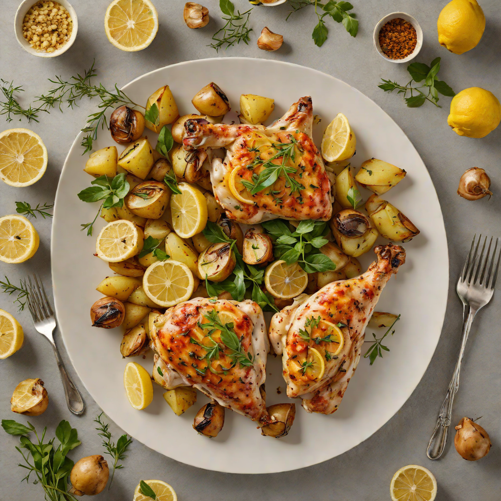 Baked Lemon-Garlic Chicken with Herb Roasted Potatoes