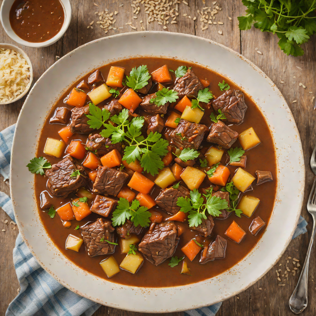 Slow-Cooked Beef Stew with Cassava and Tropical Spices