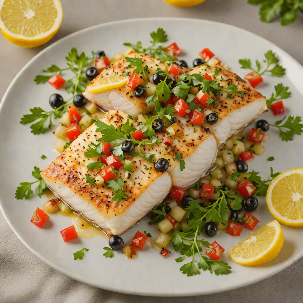 Baked Cod with Lemon-Caper Mediterranean Salsa