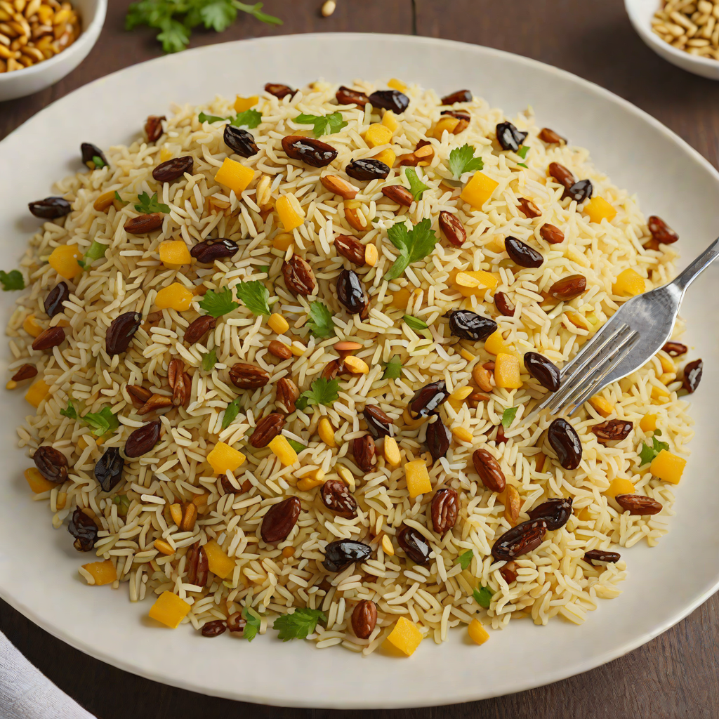 Saffron-Infused Basmati Rice Pilaf with Toasted Pine Nuts and Raisins