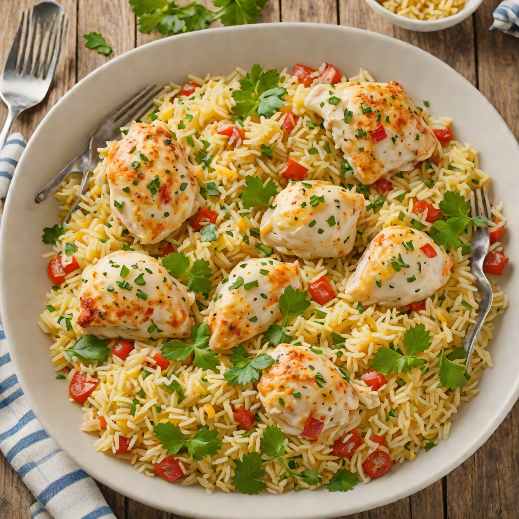 One-Pot Cheesy Chicken and Rice Bake