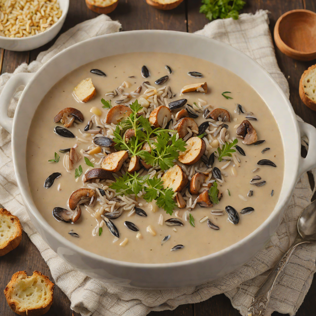 Midwestern Wild Rice Soup with Mushrooms and Cream