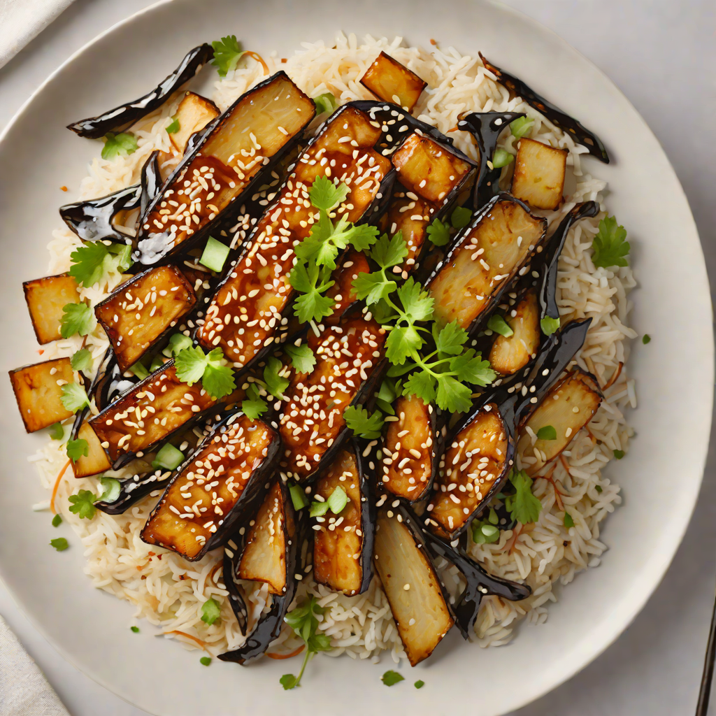 Crisped Miso-Glazed Eggplant Donburi