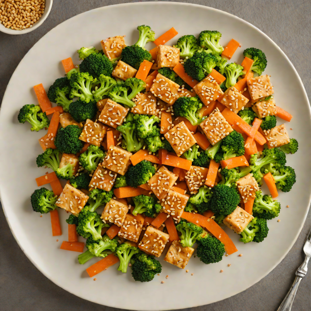 Sautéed Sesame Ginger Tofu with Broccoli and Carrots