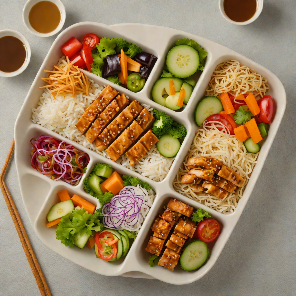 Layered Teriyaki Chicken Bento with Pickled Vegetables
