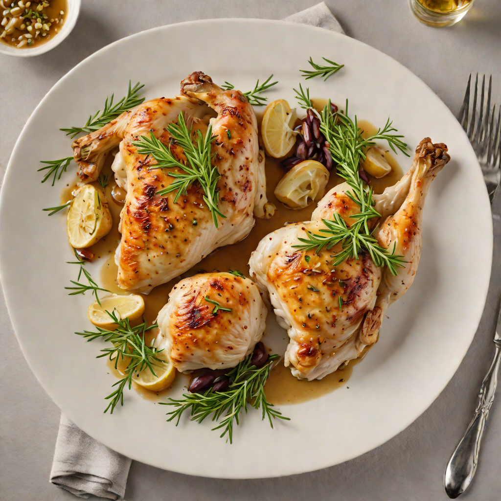 Pan-Seared Chicken Imbibed with Garlic and Rosemary