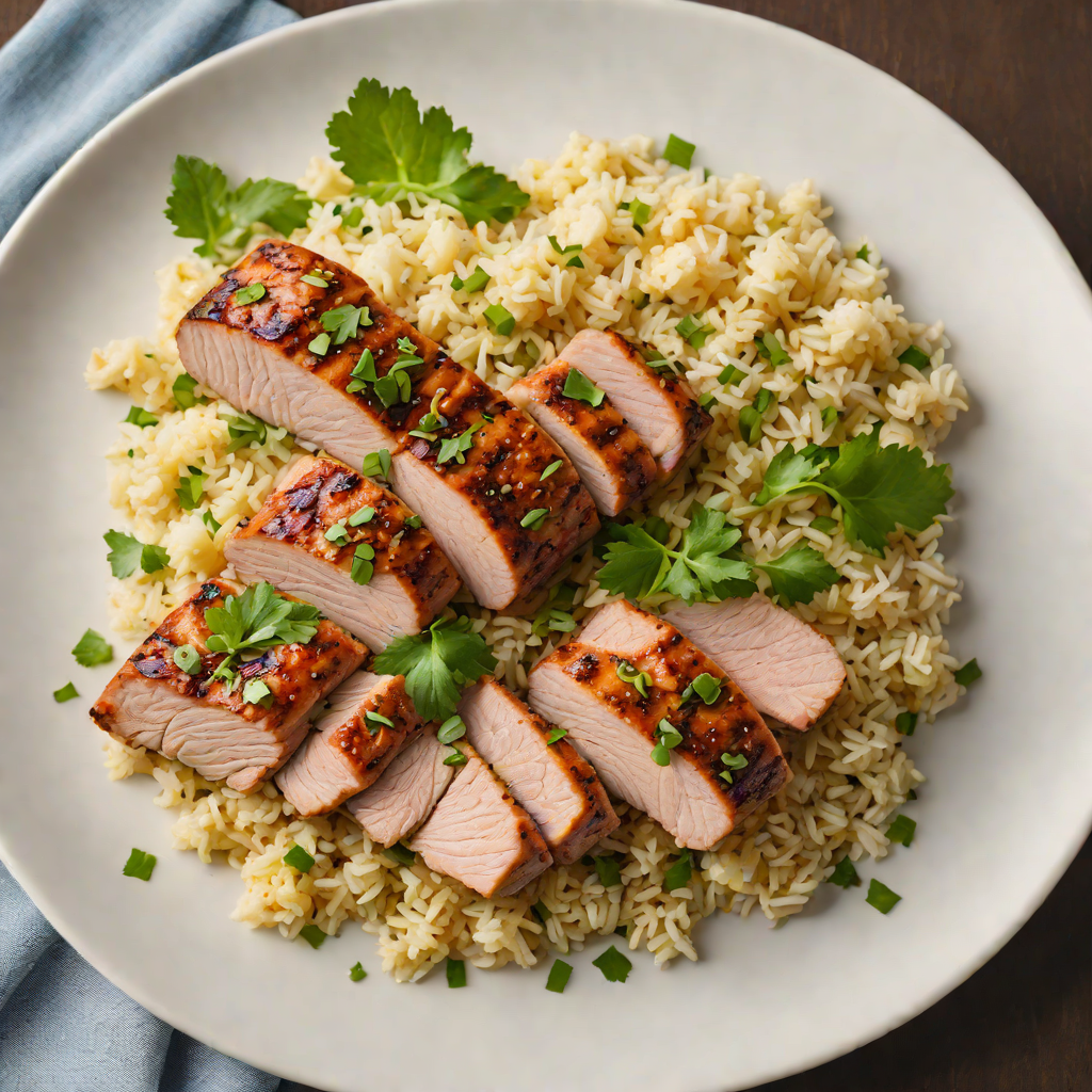 Sautéed Garlic-Ginger Pork Tenderloin with Cauliflower Rice