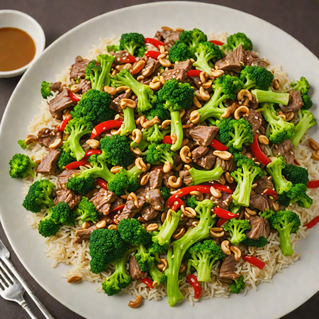 Garlic-Chili Beef Stir Fry with Broccoli and Cashews
