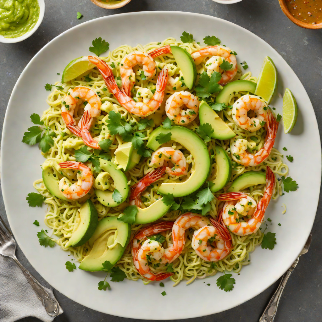 Sautéed Shrimp with Avocado-Cilantro Lime Sauce