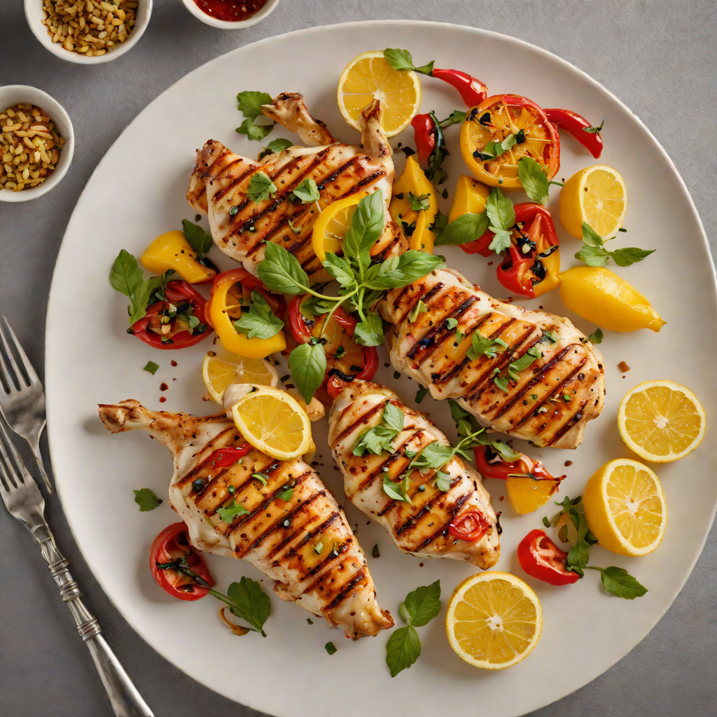 Grilled Lemon-Garlic Chicken with Charred Bell Peppers