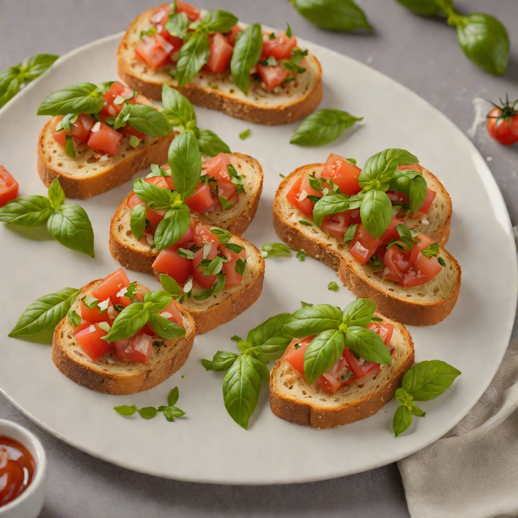 Basil-Infused Tomato Bruschetta with Garlic and Olive Oil