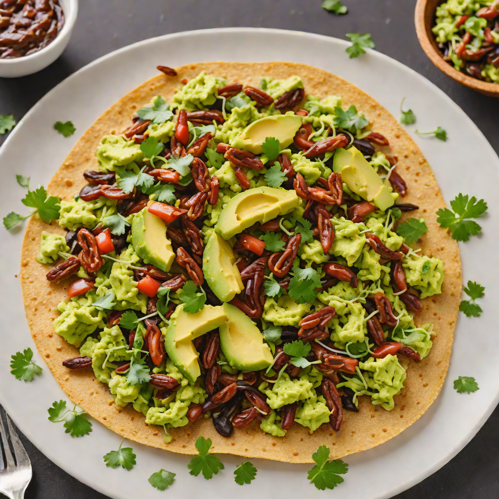 Toasted Oaxacan Chapulines Tostada with Guacamole