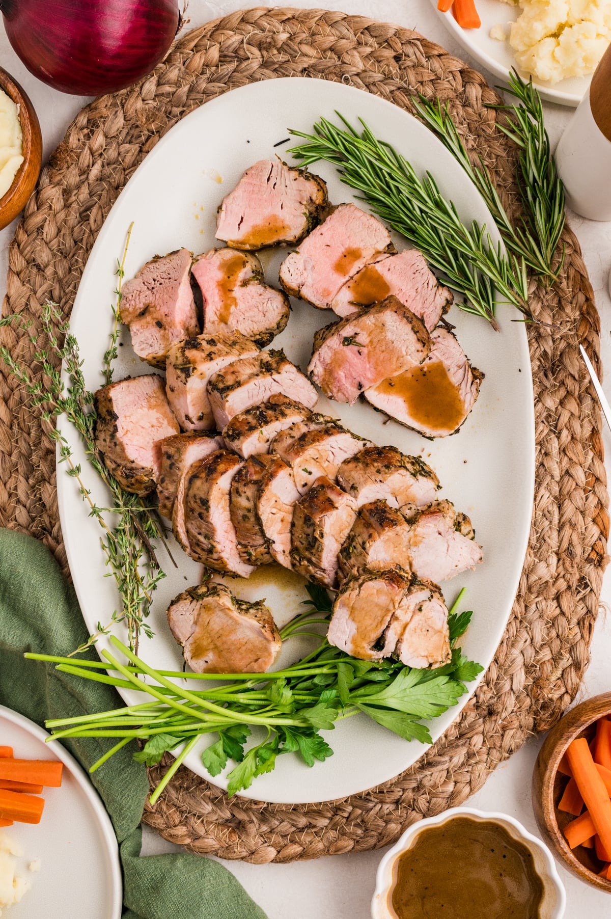 Herb-Roasted Pork Tenderloin with Rainbow Veggies