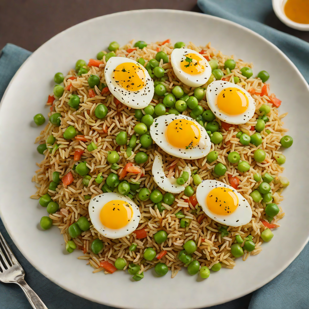 Quick Stir-Fried Rice with Eggs, Peas, and Scallions