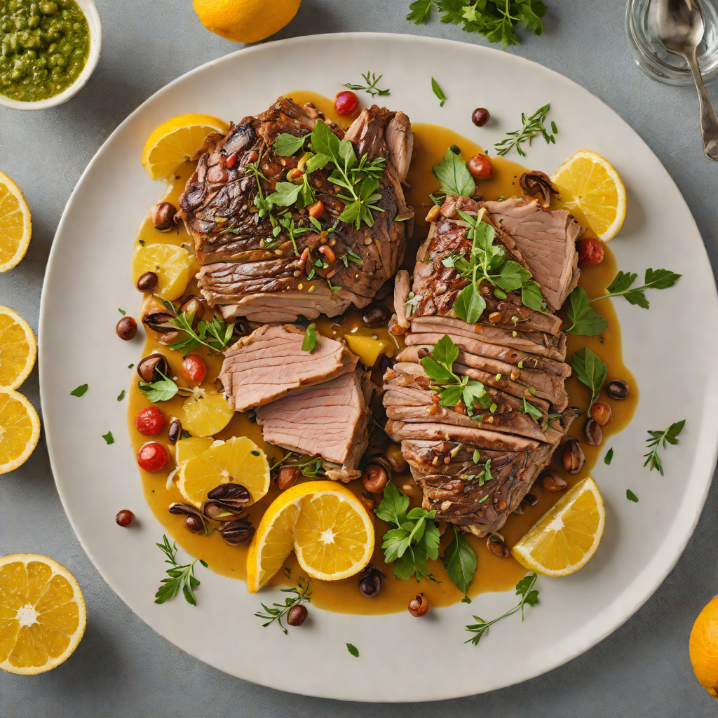 Slow-Roasted Mediterranean Lamb Shoulder with Citrus and Herb Sauce