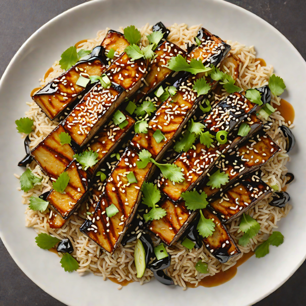 Pan-Seared Miso-Glazed Eggplant Donburi with Scallions and Sesame