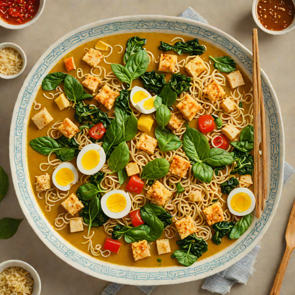 One-Pot Coconut Curry Ramen with Spinach and Tofu