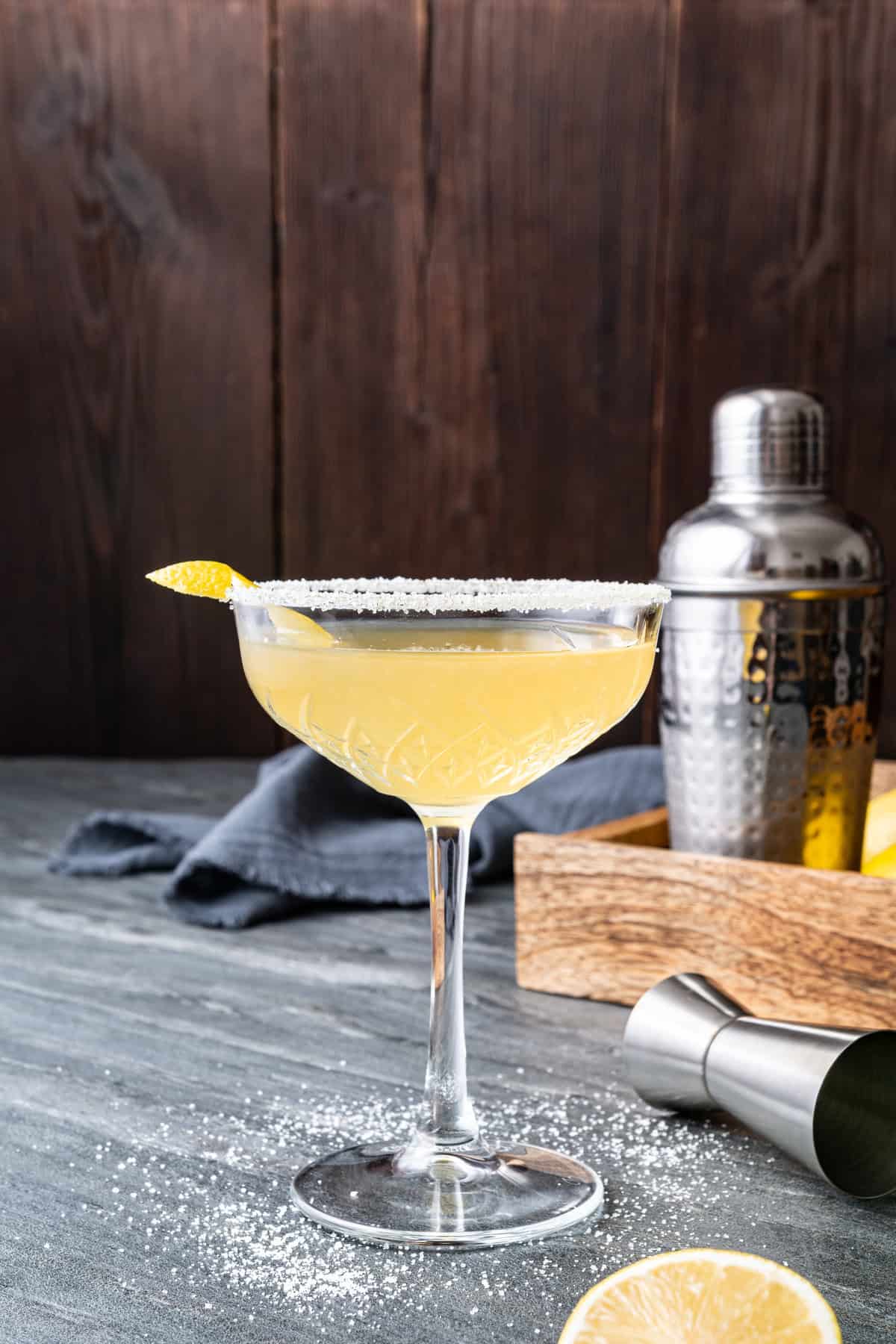 Sidecar Cocktail with Fresh Lemon and Orange Liqueur