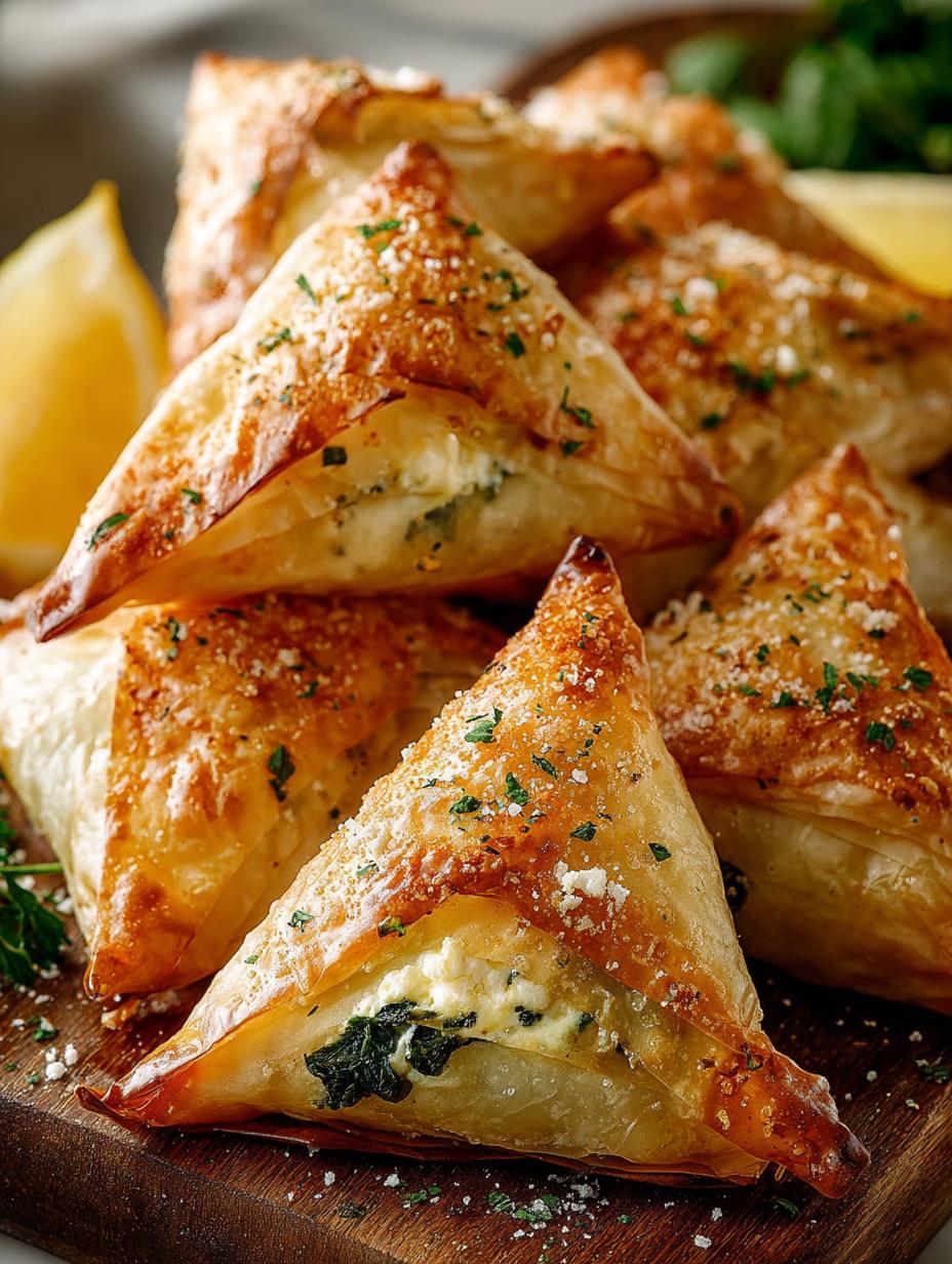 Oven-Baked Spanakopita Triangles with Fresh Dill and Feta