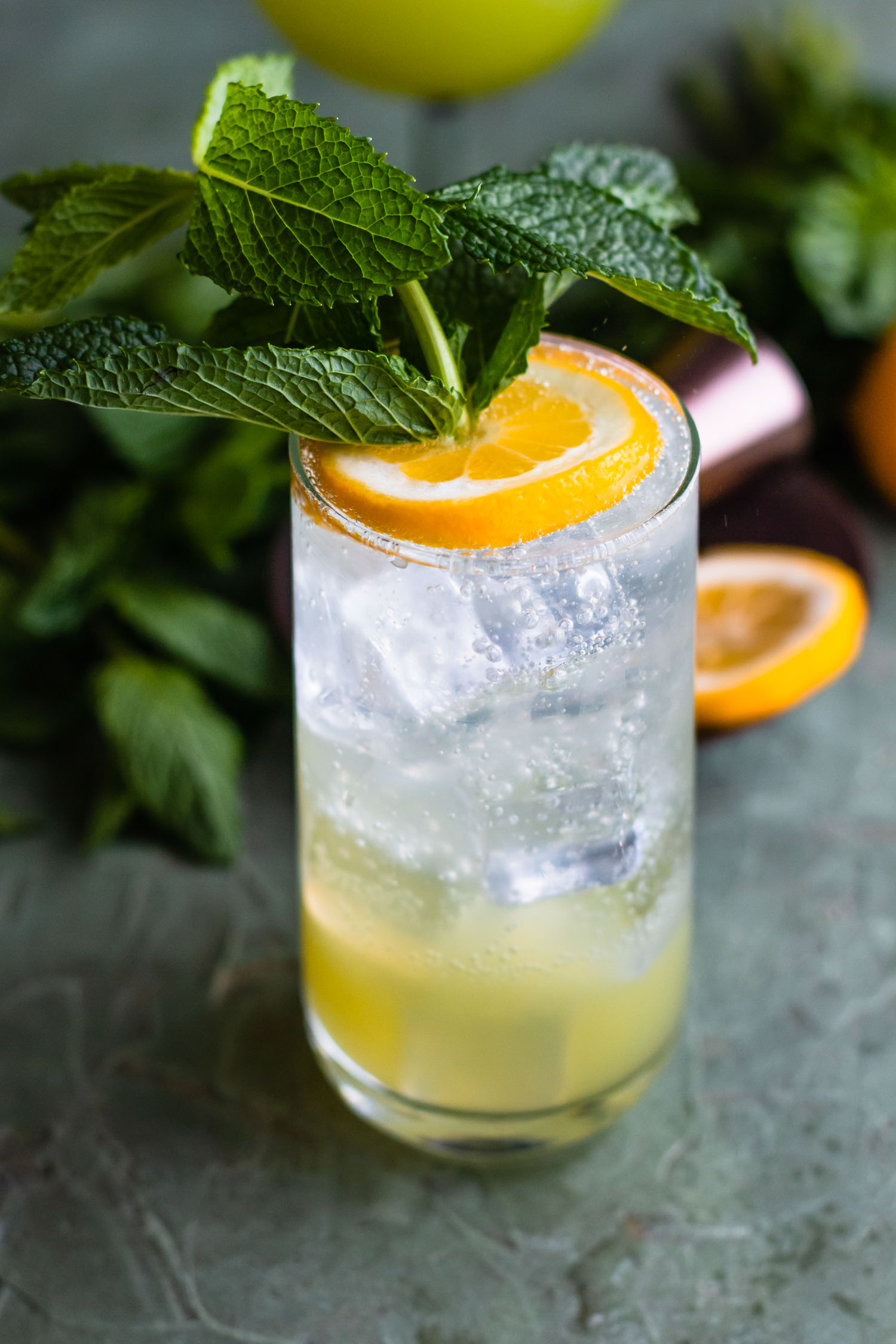 Citrus-Mint Gin Fizz with Honey Syrup