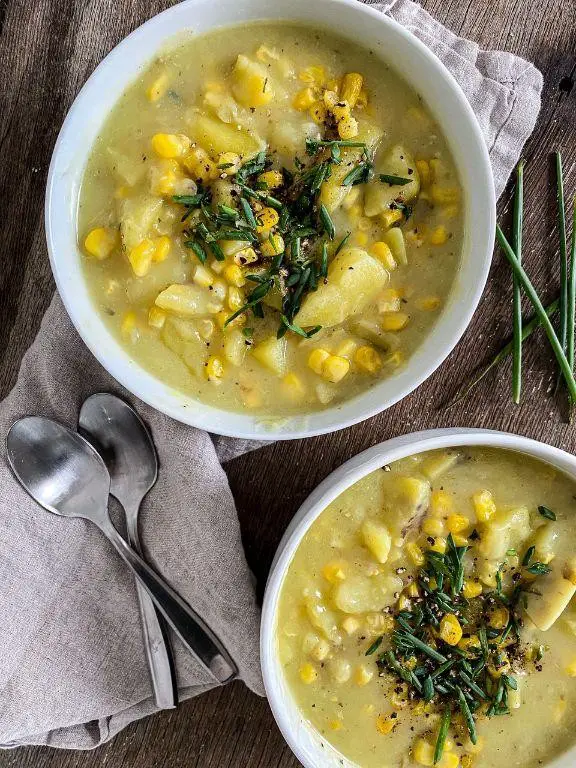 Chilled Sweet Corn and Potato Velouté with Chives