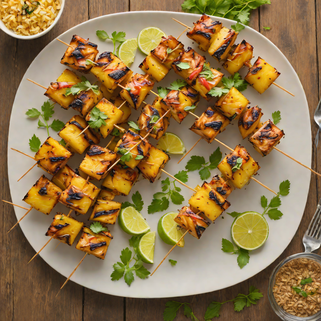 Grilled Pineapple and Rum-Marinated Tiki Chicken Skewers