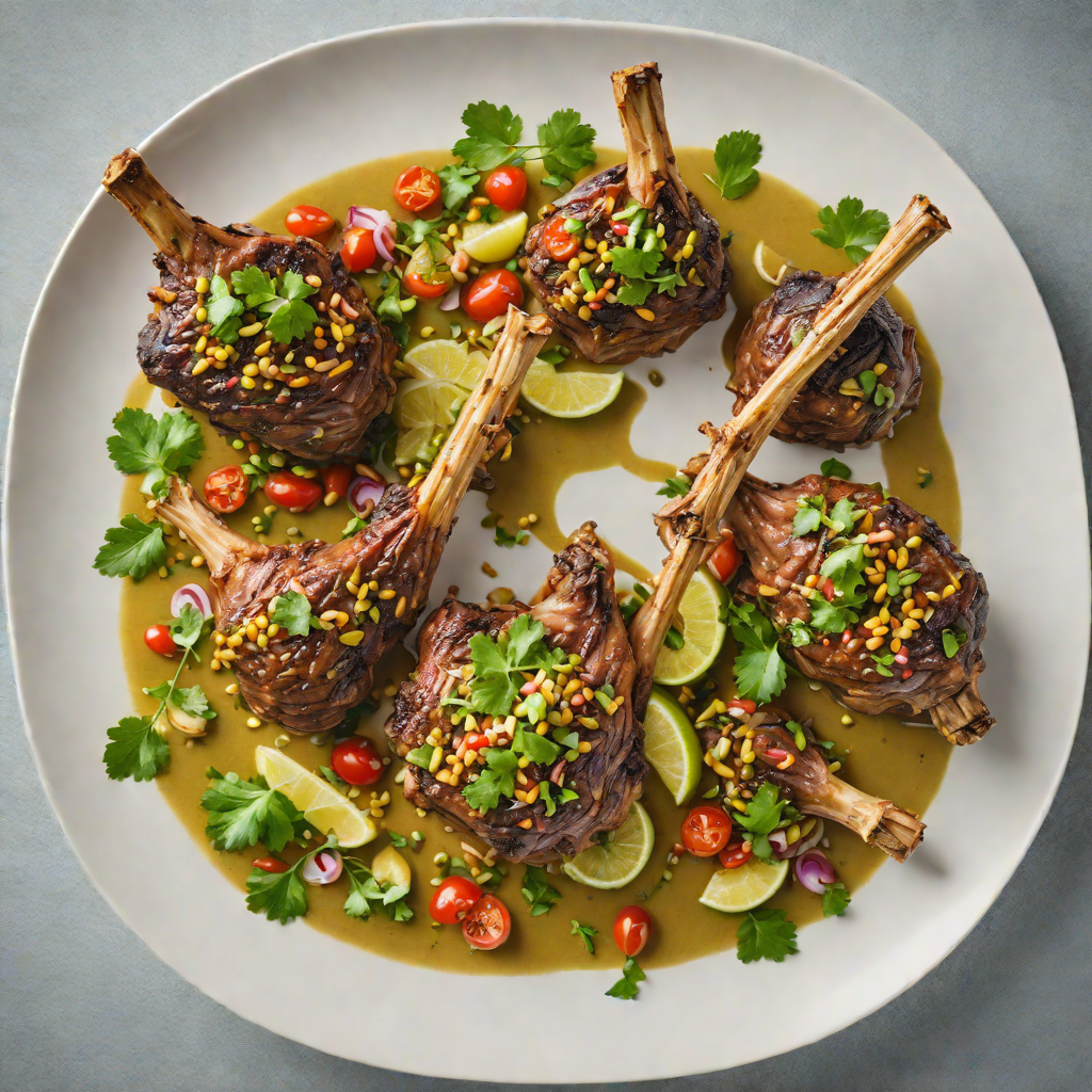 Slow-Cooked Lamb Shanks with Finger Lime Salsa Verde