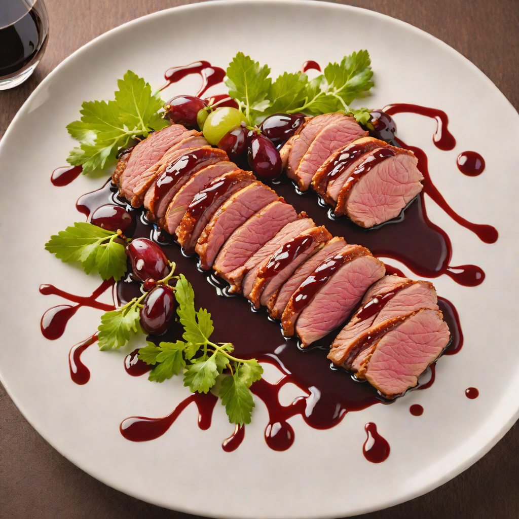 Pan-Seared Duck Breast with Bitter Grape and Red Wine Reduction