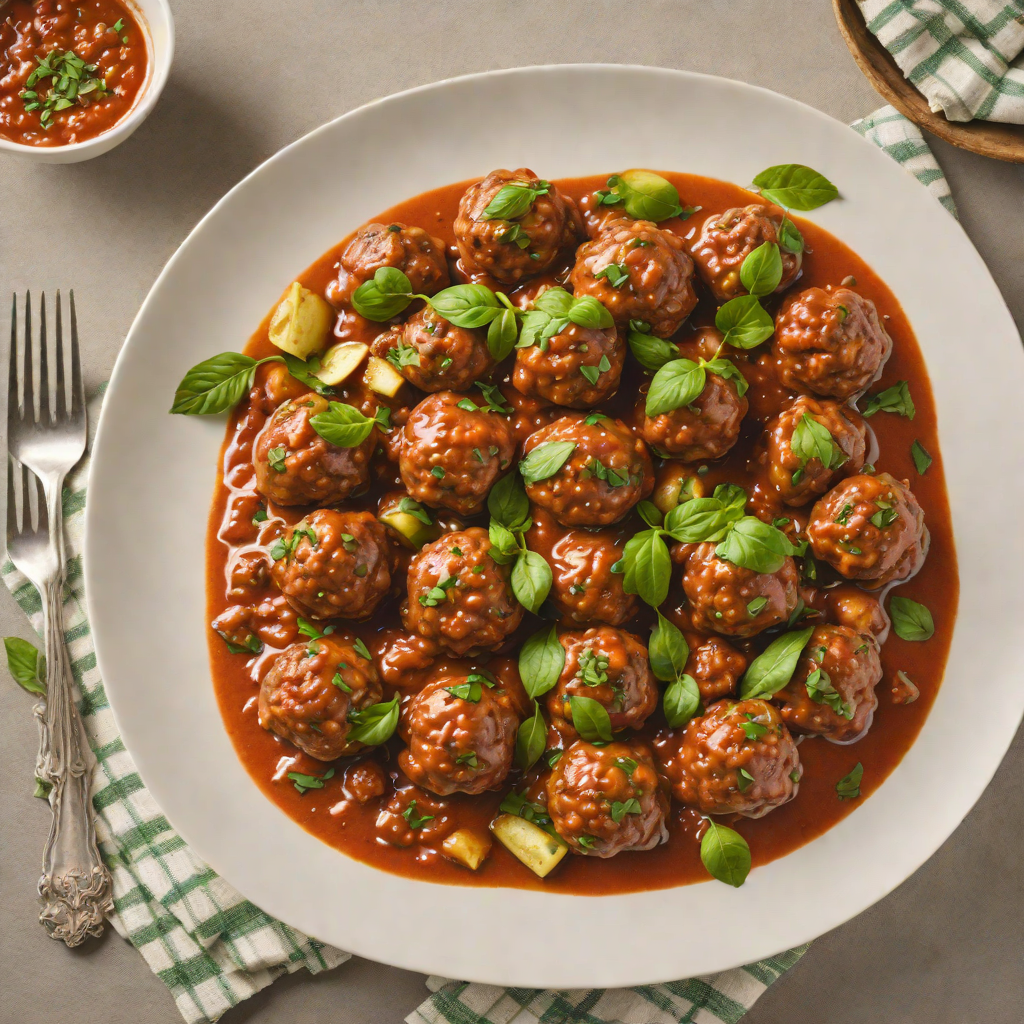 Beef and Zucchini Meatballs Simmered in Tomato Basil Sauce