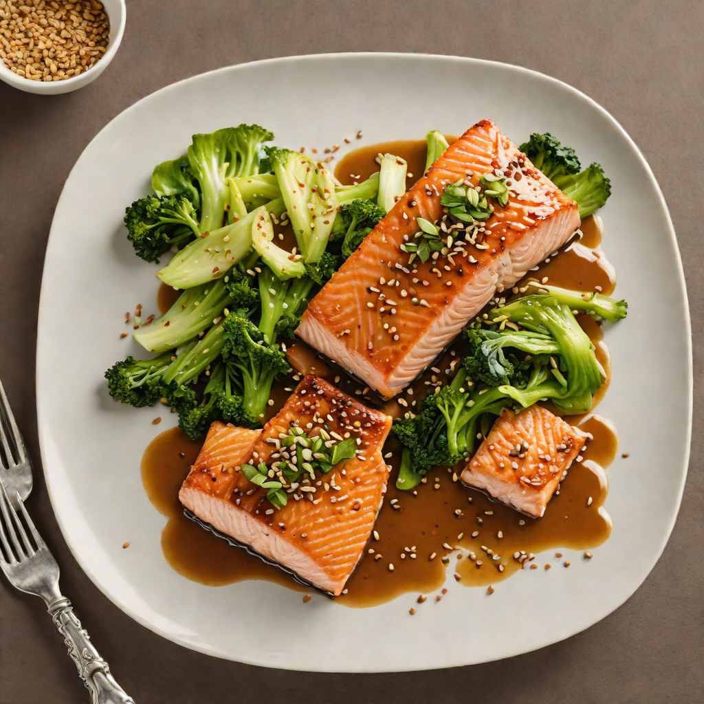 Pan-Seared Salmon with Sesame Soy Glaze and Wilted Bok Choy
