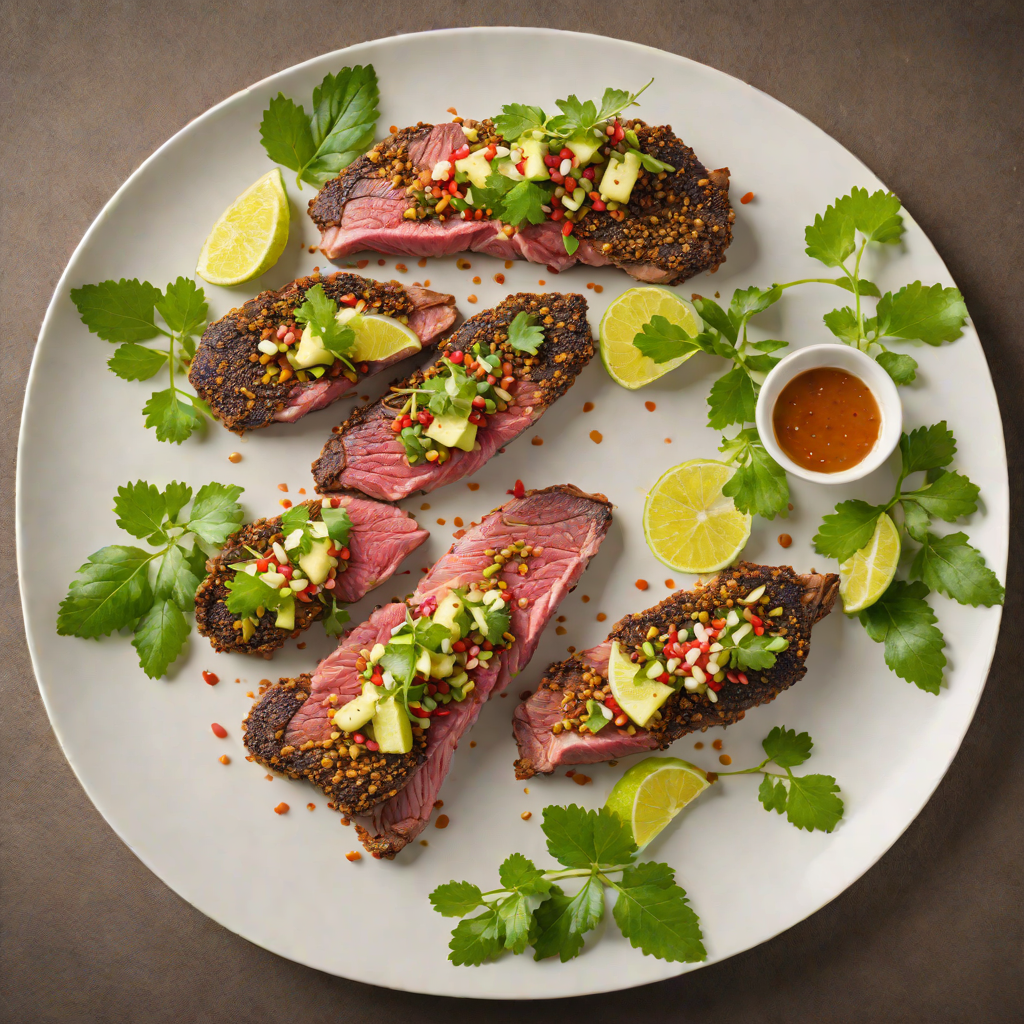 Macadamia-Crusted Kangaroo Steaks with Finger Lime Salsa