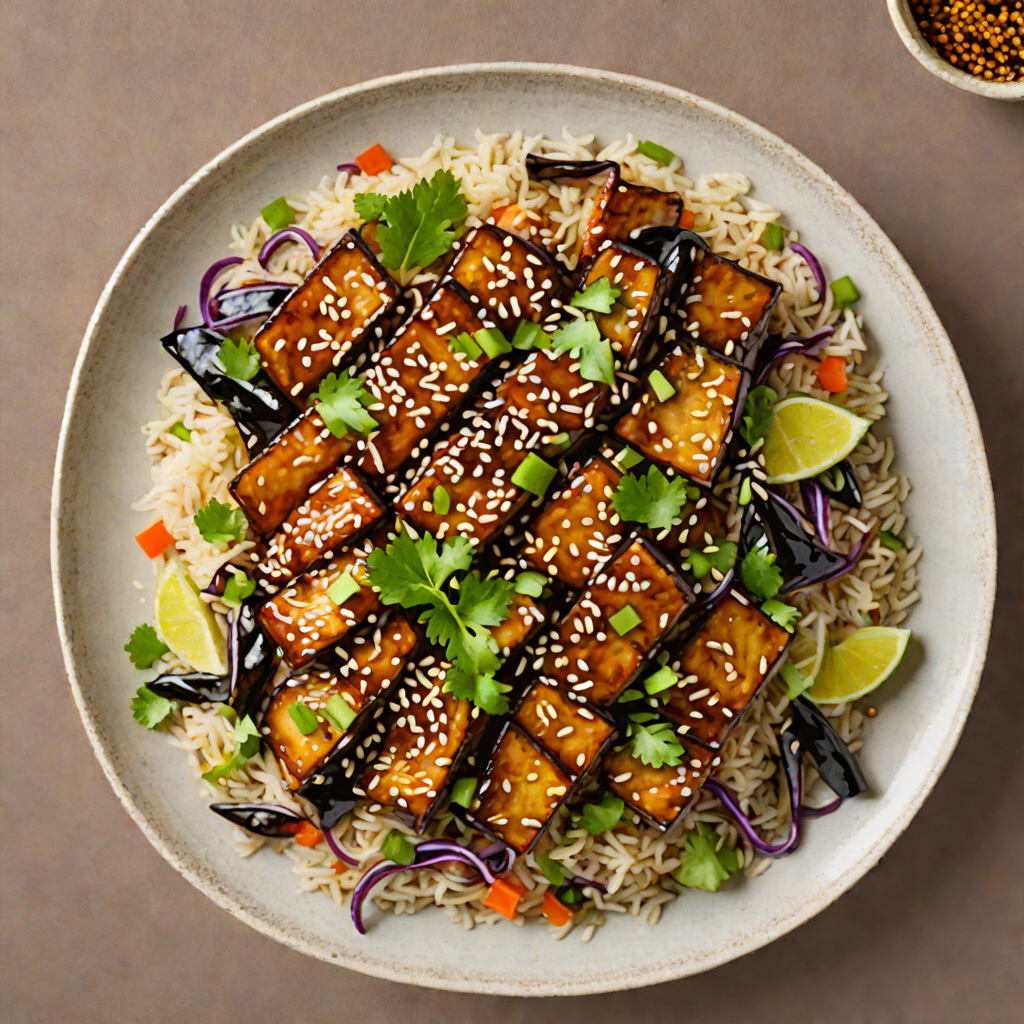 Japanese Miso-Glazed Eggplant Donburi with Sesame and Scallions