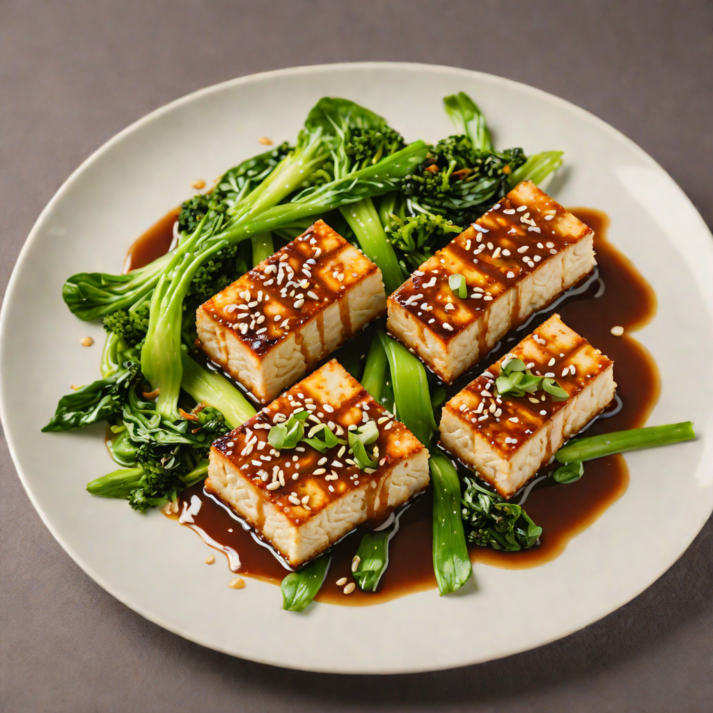 Pan-Seared Tofu with Ginger-Soy Glaze and Sautéed Bok Choy