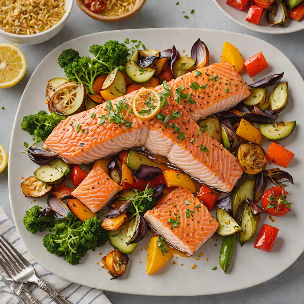 Half-Sheet Pan Honey Garlic Salmon with Roasted Vegetables