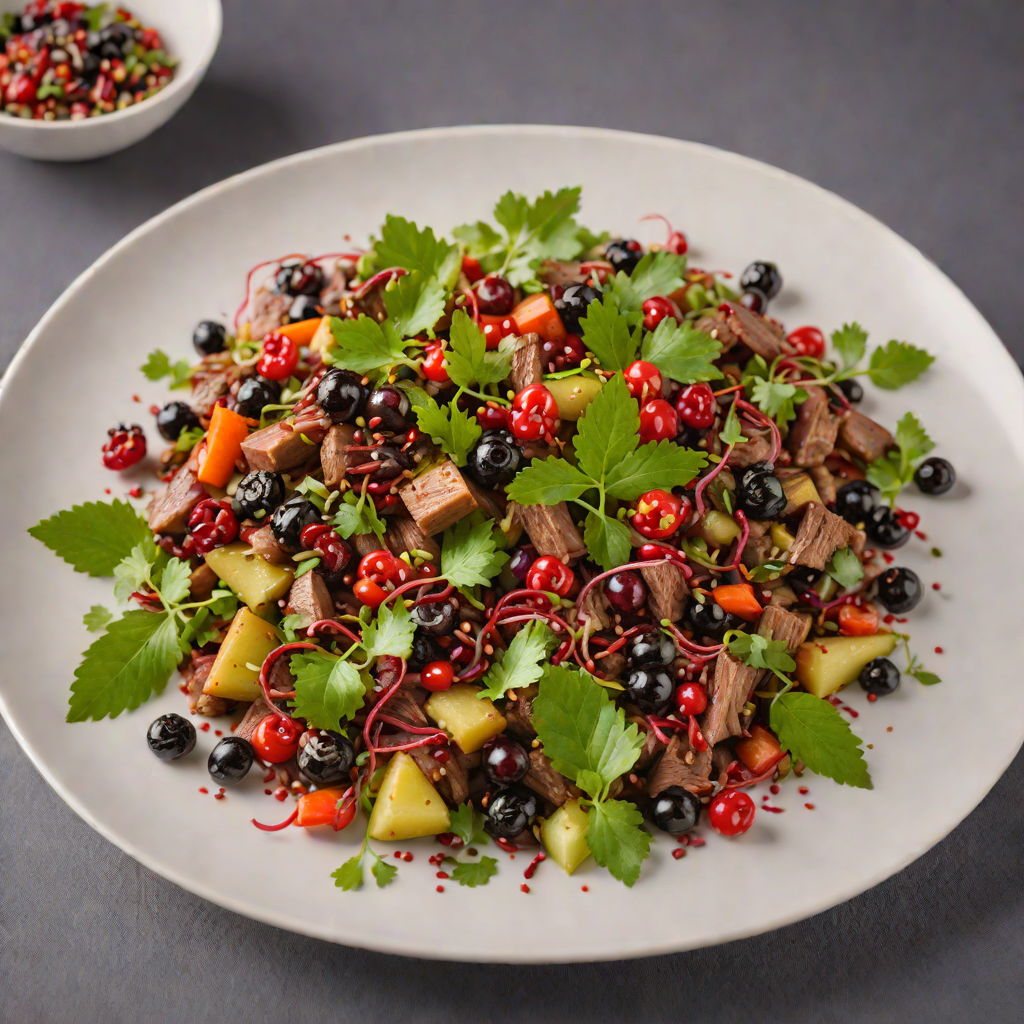 Kangaroo Stir-Fry with Finger Lime and Native Pepper Berries