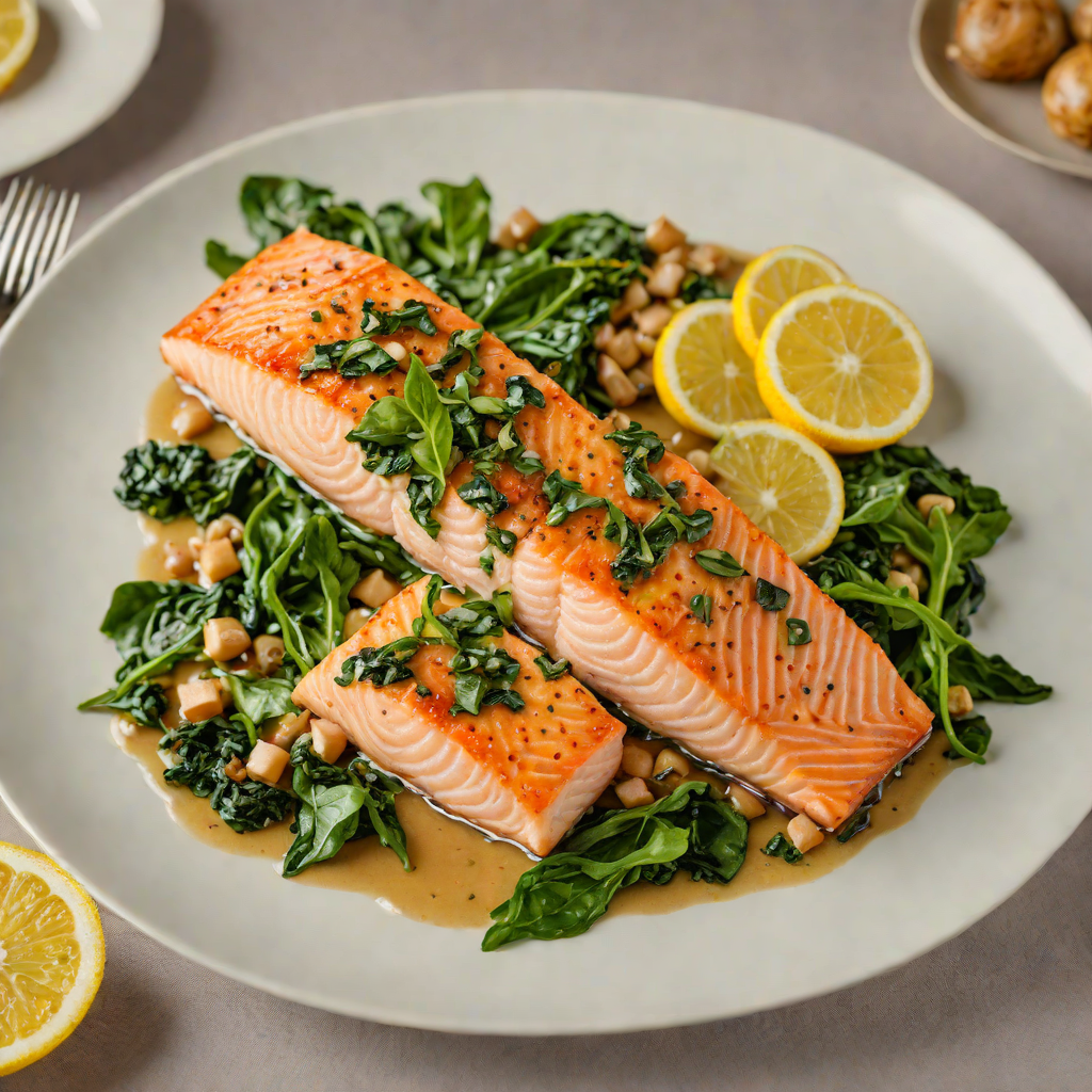 Pan-Seared Salmon with Lemon-Caper Sauce and Sautéed Spinach