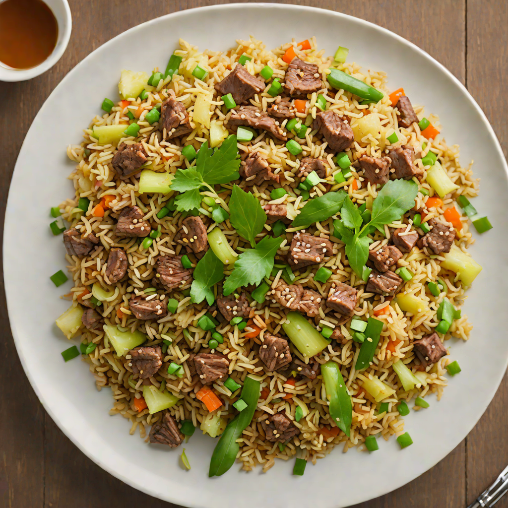 Beef and Cauliflower Fried Rice with Ginger and Scallions