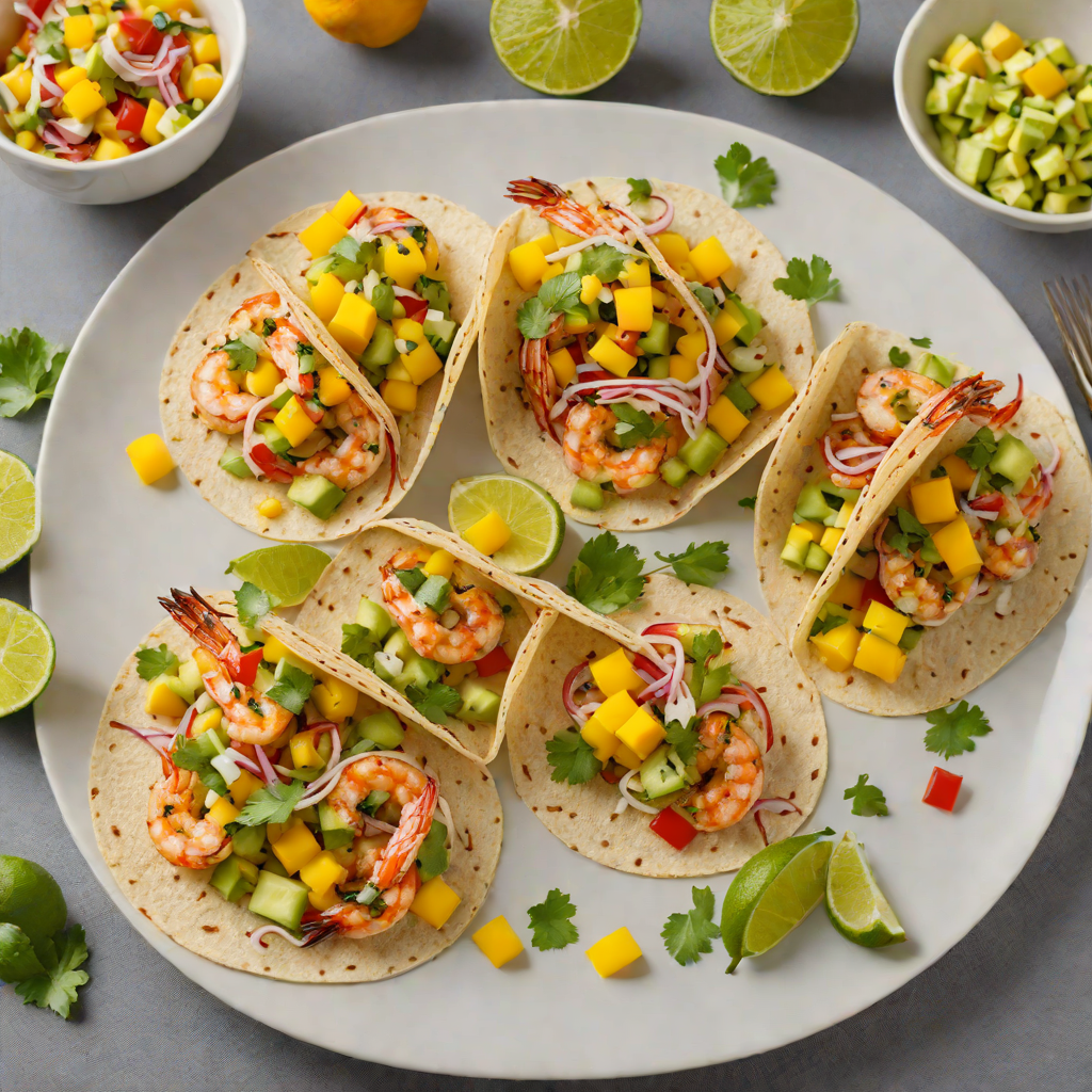 Char-Grilled Shrimp Tacos with Mango Avocado Salsa