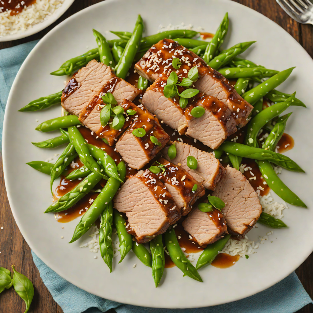 Soy-Ginger Glazed Pork Tenderloin with Sautéed Snow Peas