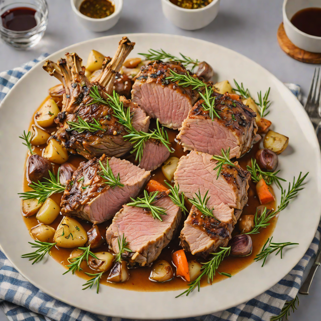 Italian Herb-Roasted Lamb Shoulder with Garlic and Rosemary