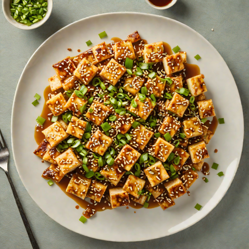 Stir-Fried Tofu with Ginger Scallion Sauce and Sesame