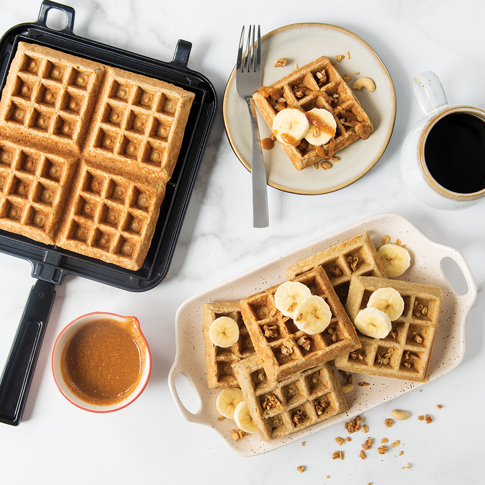 Maple-Banana Oat Waffles with Cinnamon