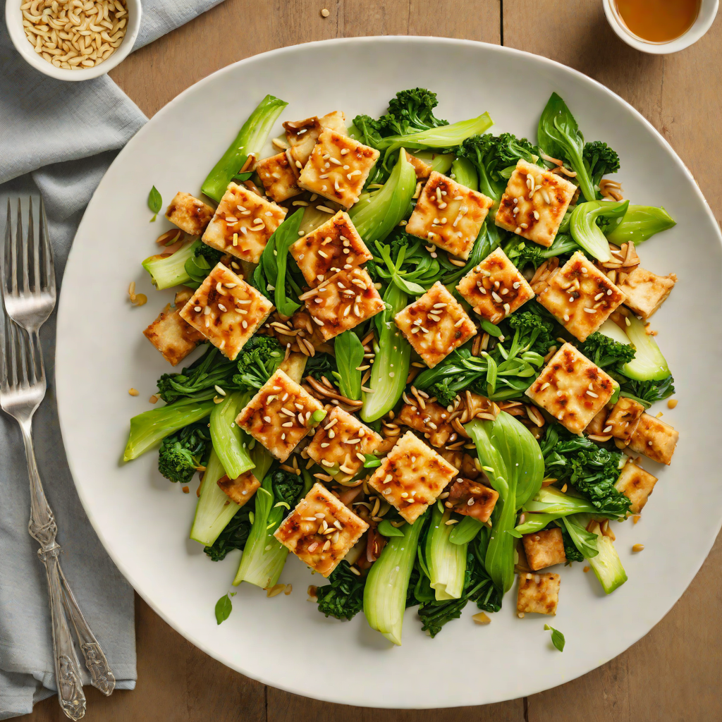 Sautéed Garlic and Ginger Tofu with Bok Choy