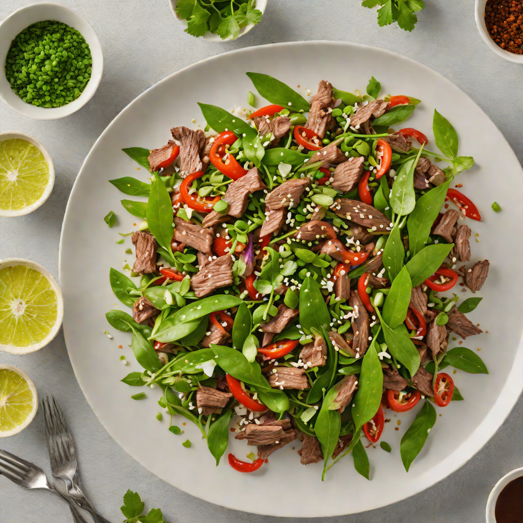 Bush-Spiced Kangaroo Stir-Fry with Finger Lime and Snow Peas