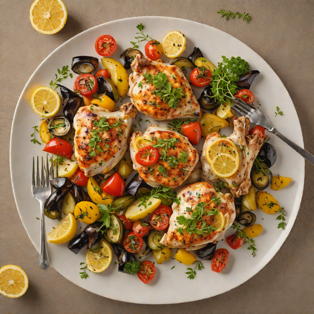 Greek Lemon-Oregano Chicken with Roasted Vegetables
