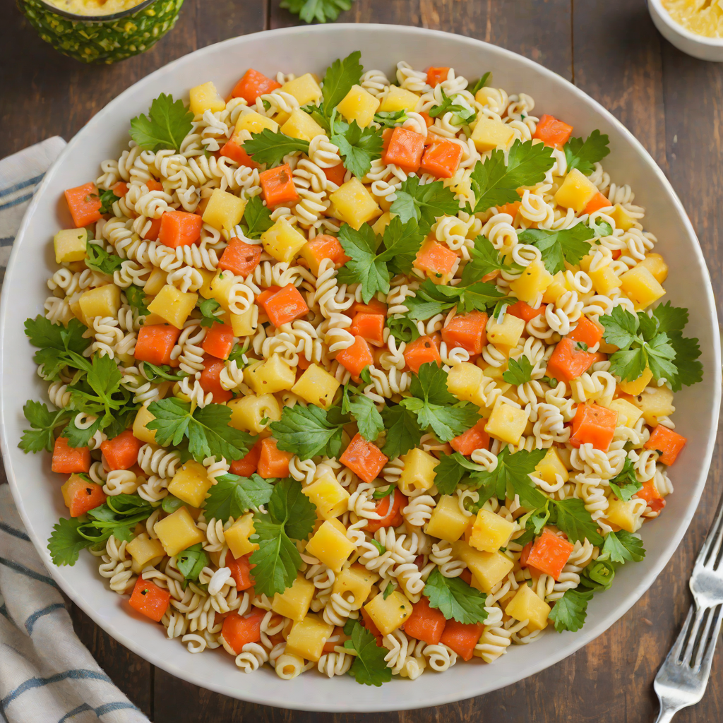 Sweetened Macaroni Salad with Pineapple and Carrots