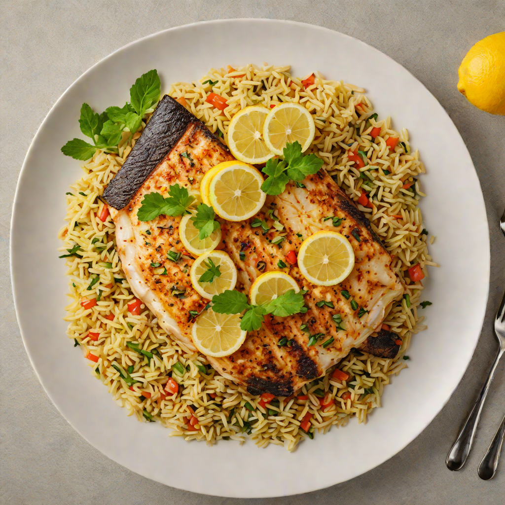 Masai Mara-Inspired Grilled Tilapia with Lemon-Savory Pilau Rice