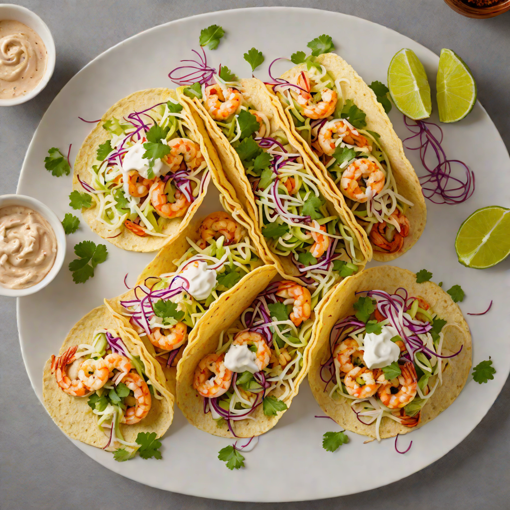 Sautéed Shrimp Tacos with Cabbage Slaw and Chipotle Lime Crema
