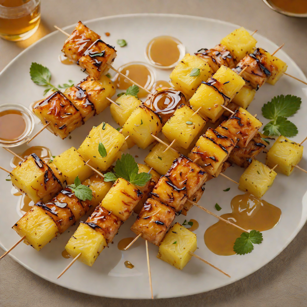 Rum-Soaked Pineapple Grilled Skewers with Honey Glaze